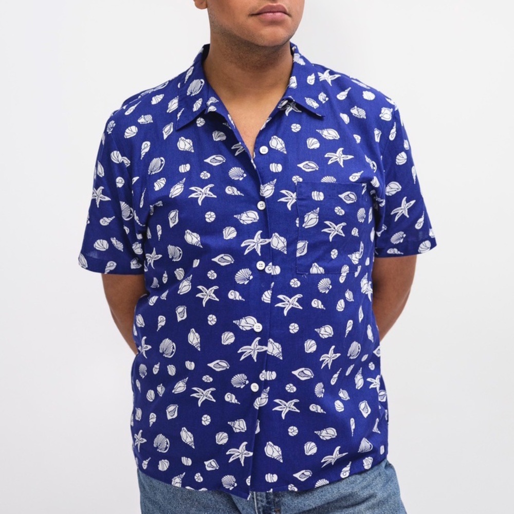80s Seashell Print Button-Up - image 1